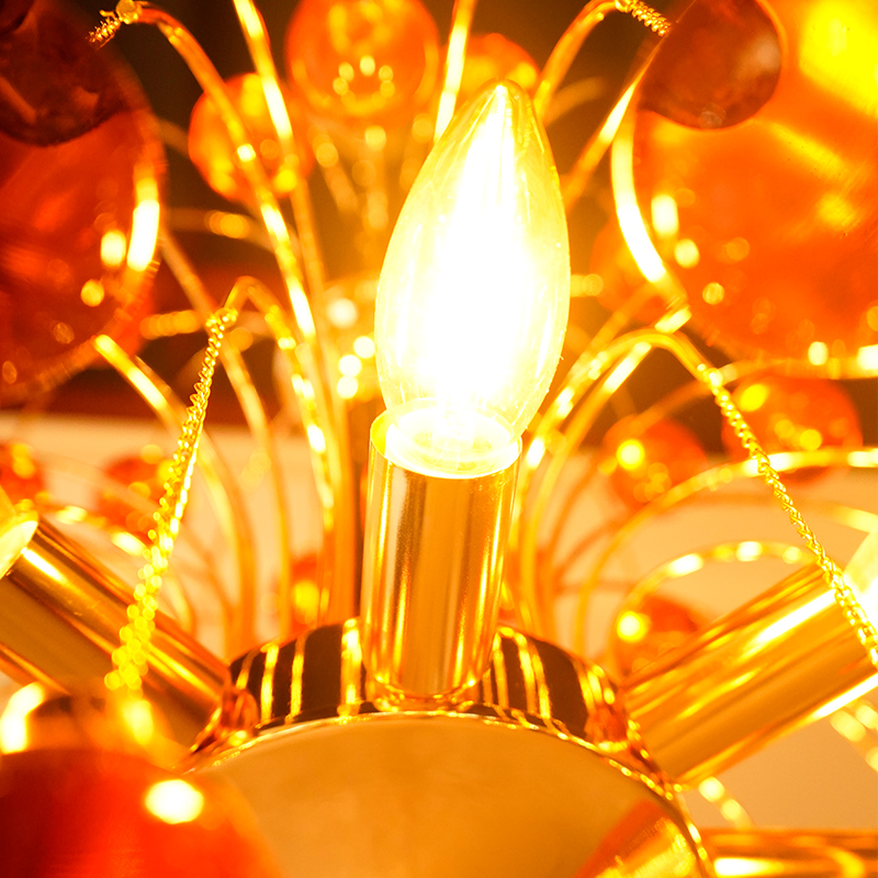 Amber glass ball pendant light