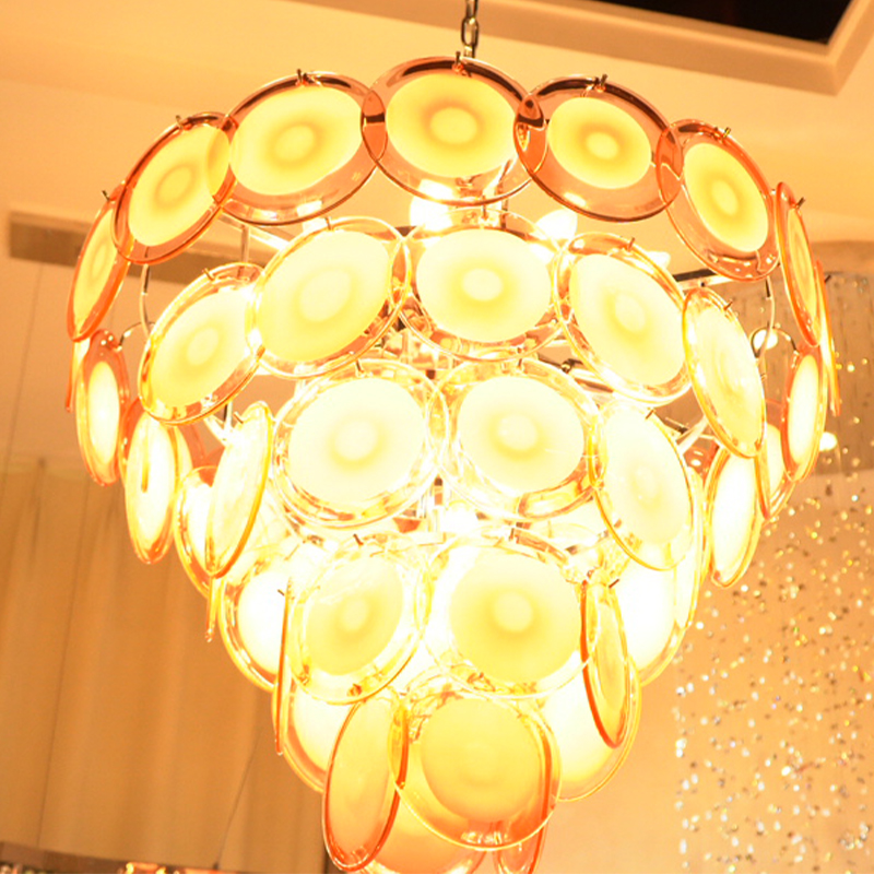 Red glass disc murano glass chandelier