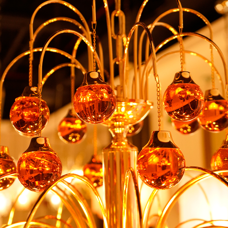 Amber glass ball pendant light