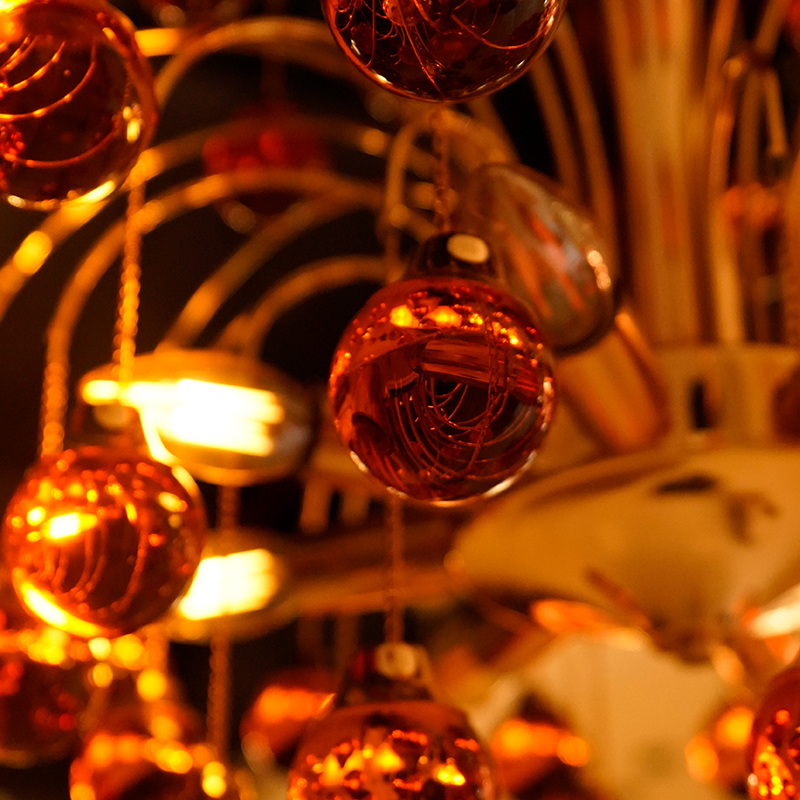 Amber glass ball pendant light
