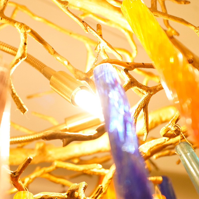 Brass branch crystal raindrop chandelier