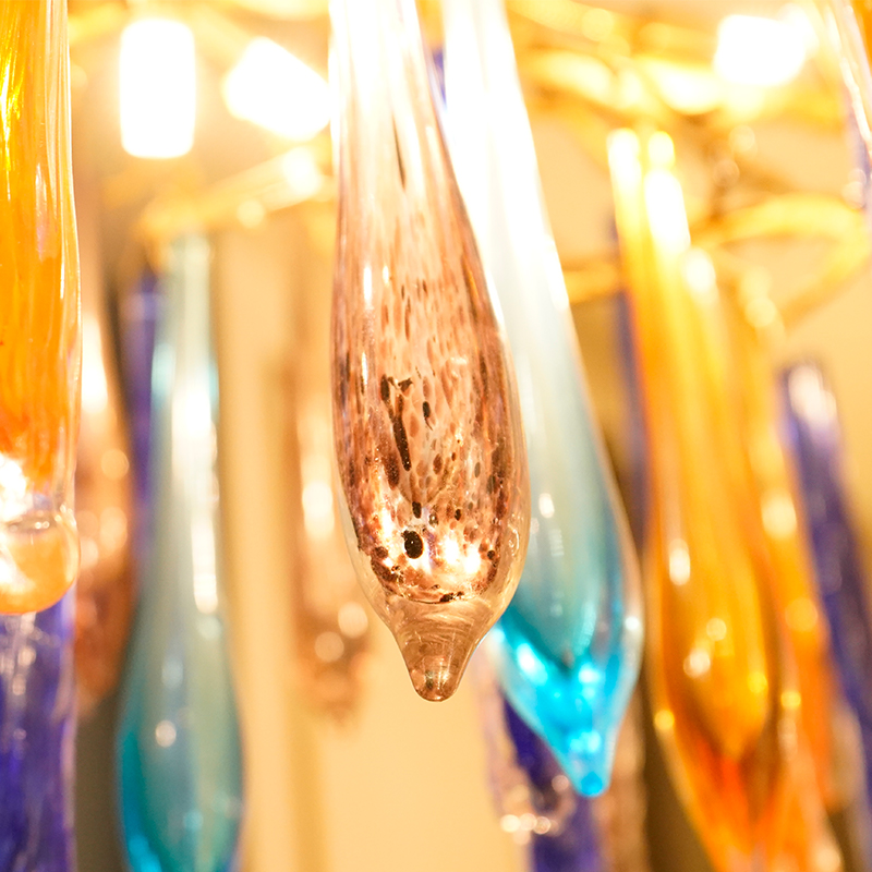 Brass branch crystal raindrop chandelier