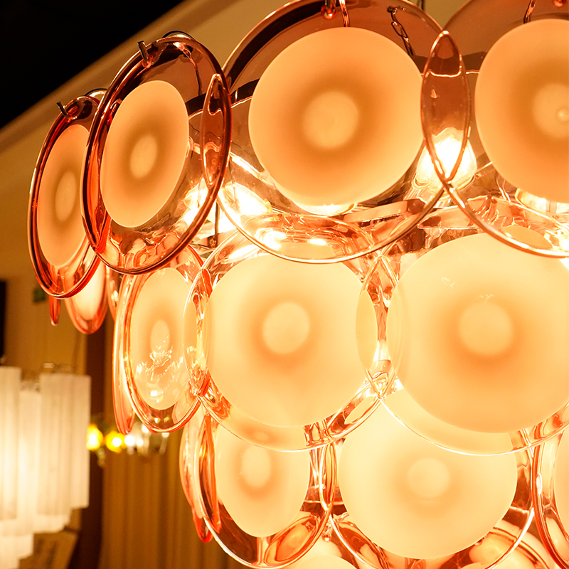 Red glass disc murano glass chandelier