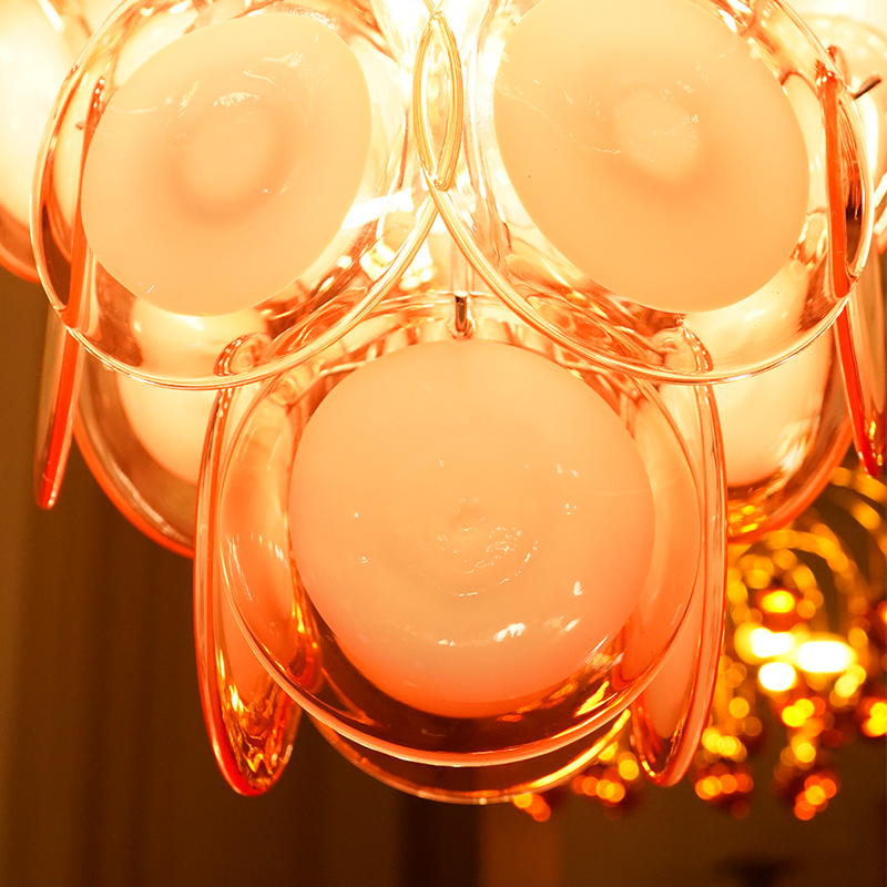 Red glass disc murano glass chandelier