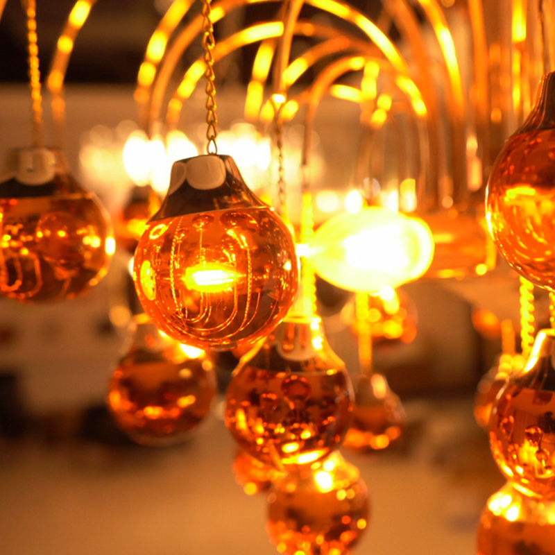 Amber glass ball pendant light
