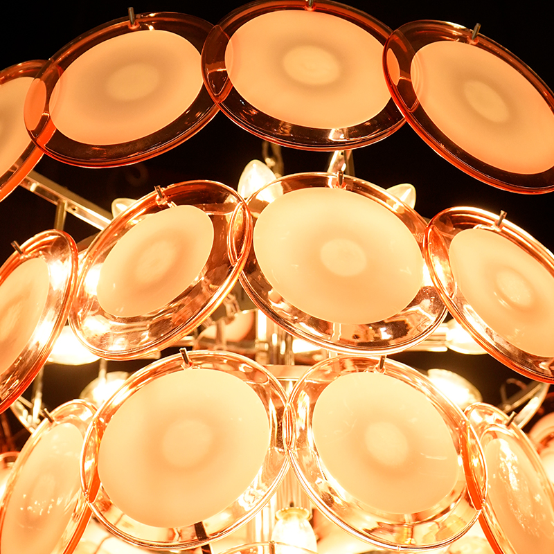 Red glass disc murano glass chandelier