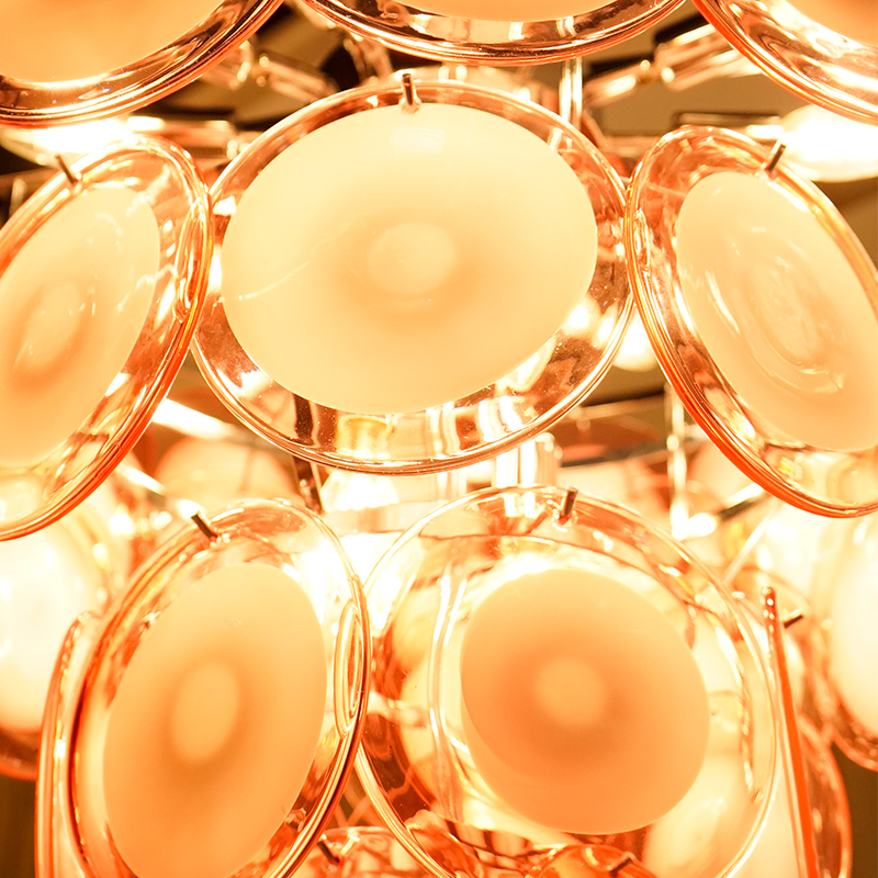 Red glass disc murano glass chandelier