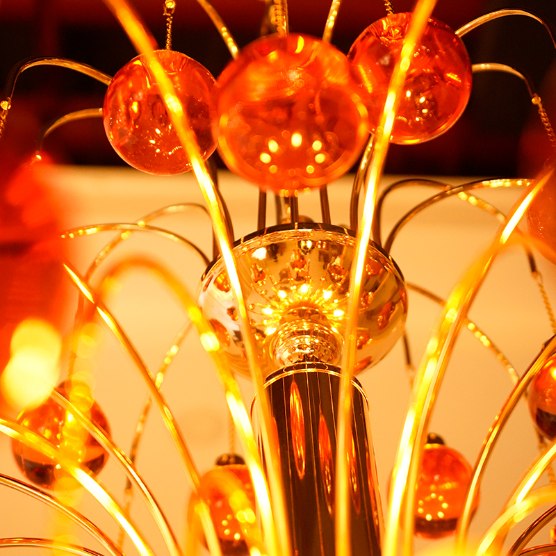 Amber glass ball pendant light