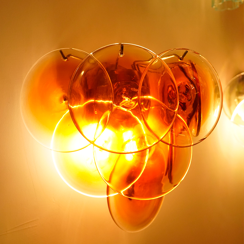 Amber Murano Glass Disc Wall Lamp 