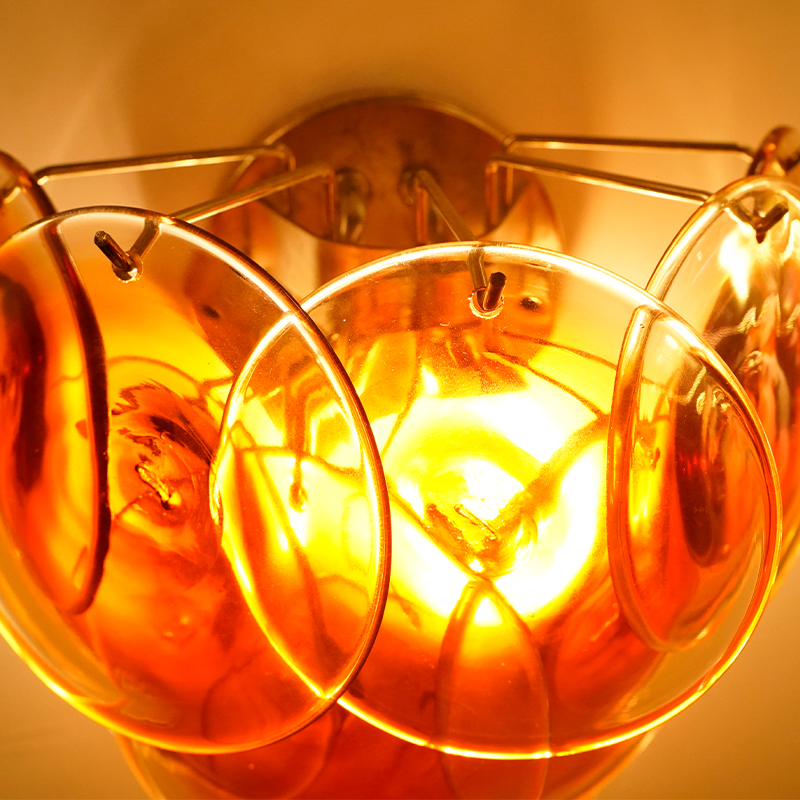Amber Murano Glass Disc Wall Lamp 