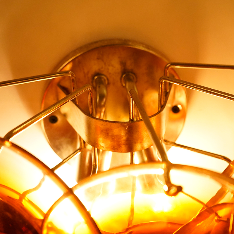 Amber Murano Glass Disc Wall Lamp 