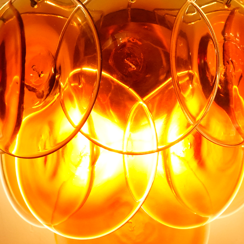 Amber Murano Glass Disc Wall Lamp 