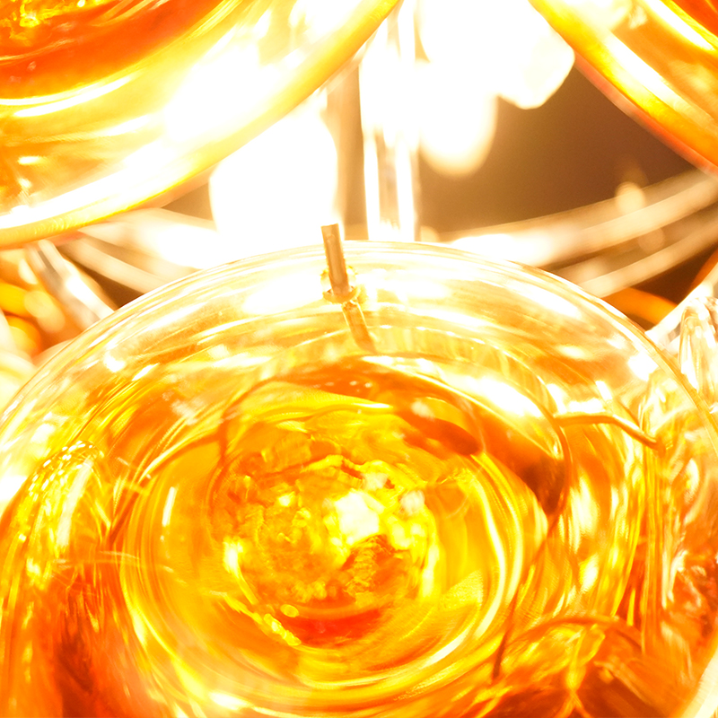 Amber glass disc chandelier