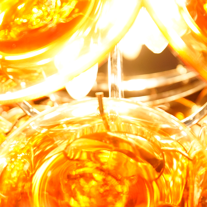 Amber glass disc chandelier