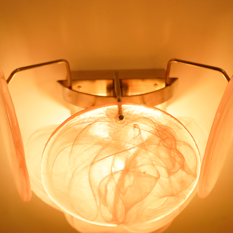 Pink Murano Disc Wall Lamp 