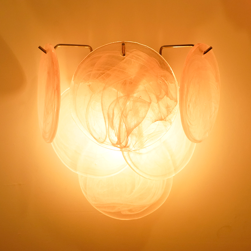 Pink Murano Disc Wall Lamp 