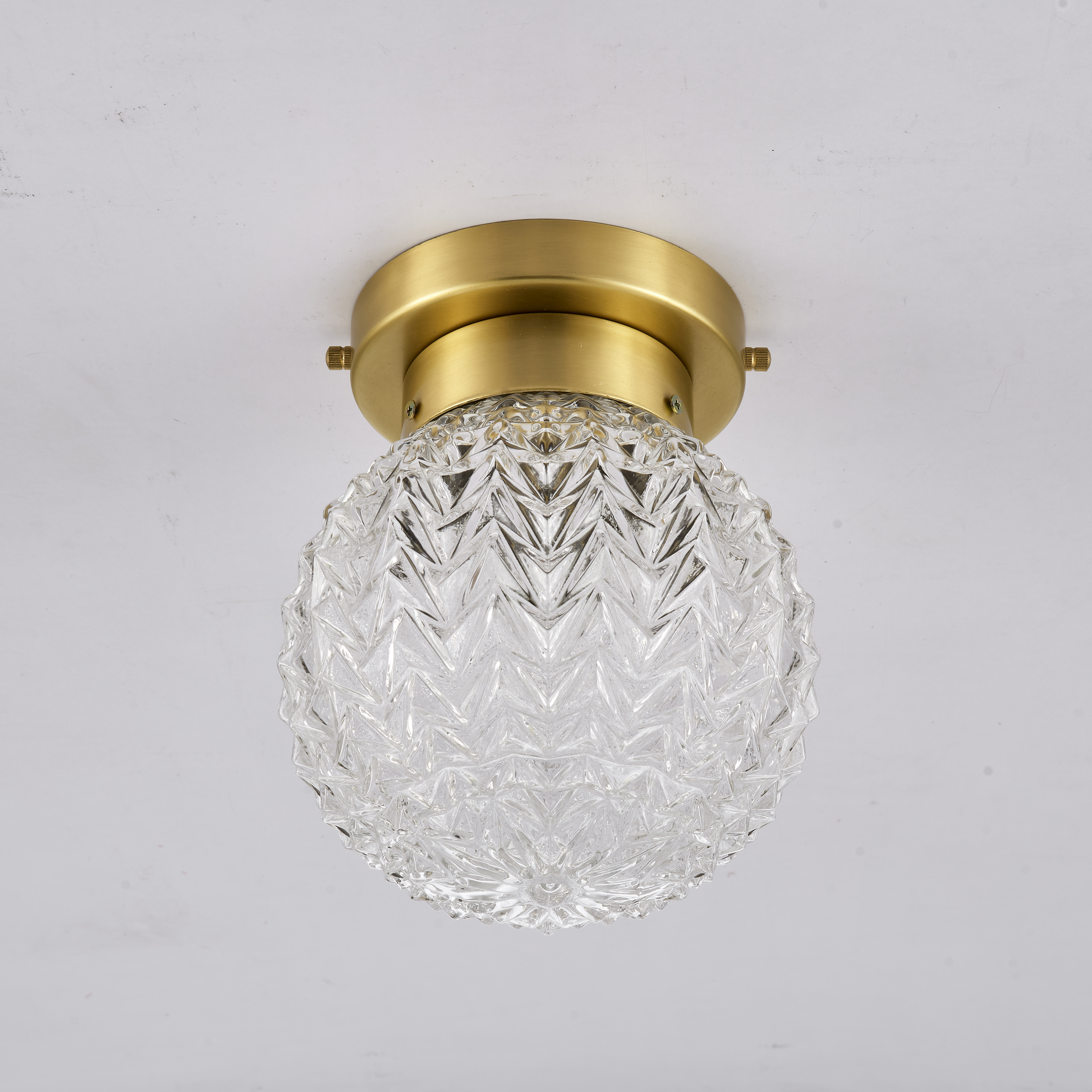 Small glass ball simple brass ceiling light 