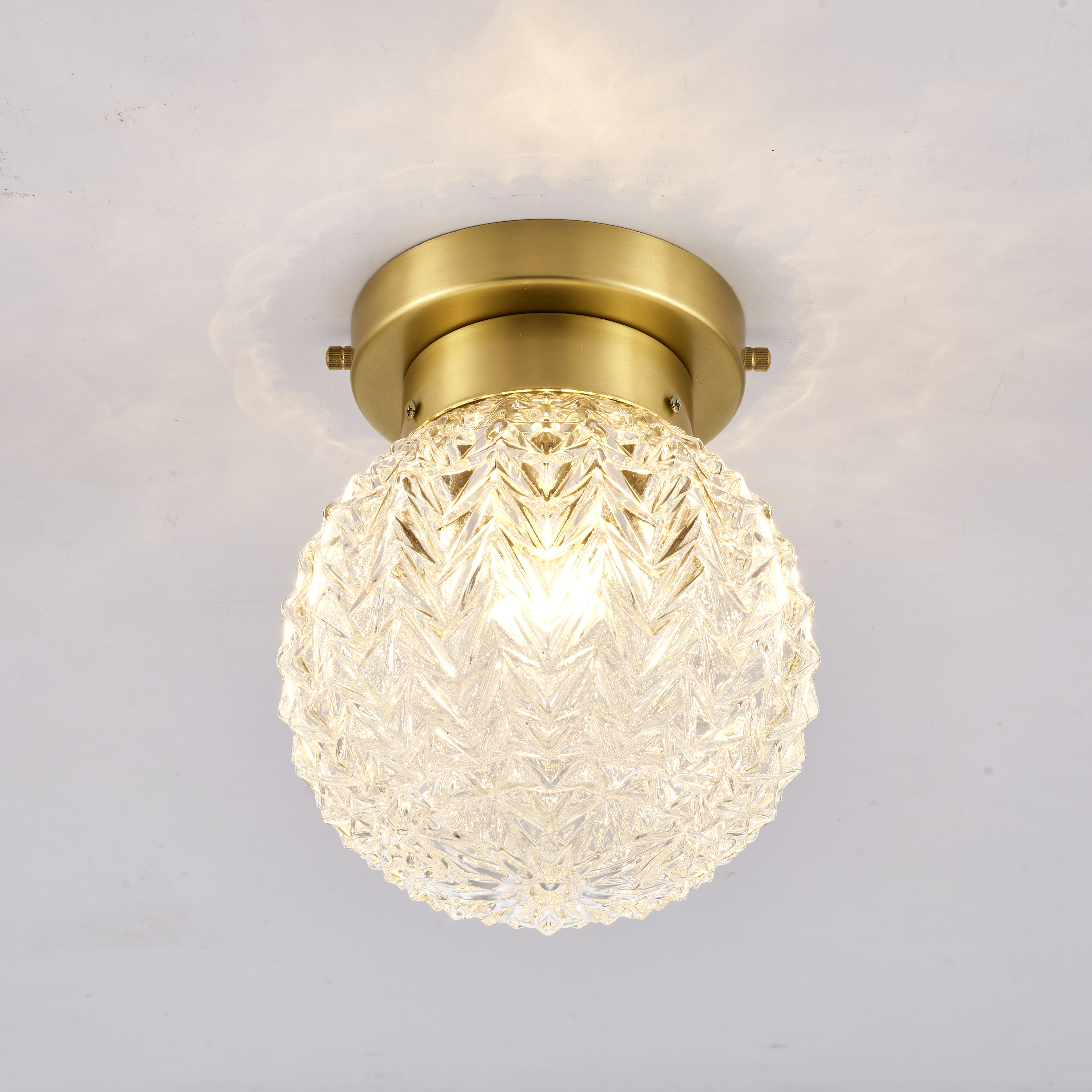 Small glass ball simple brass ceiling light 