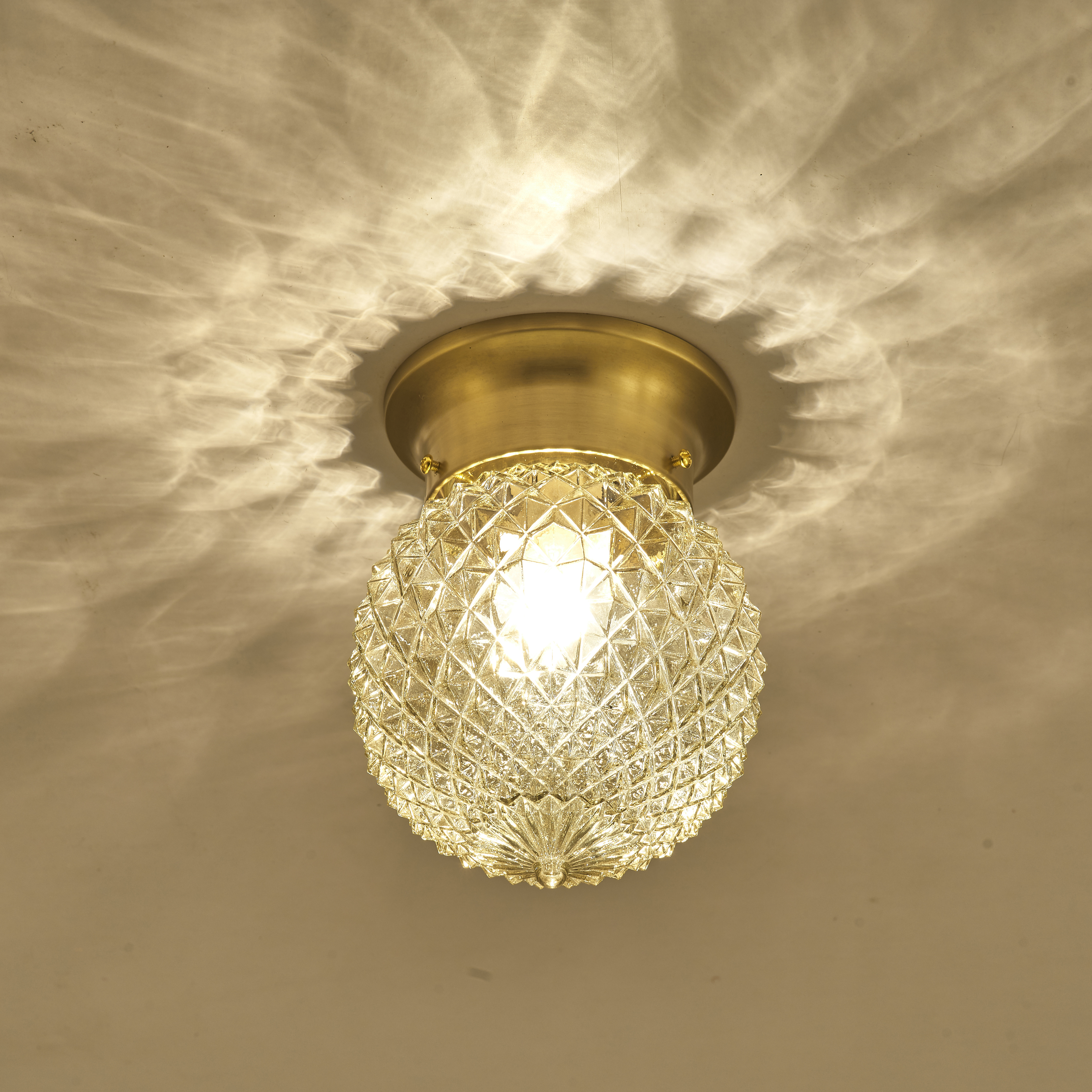 Small glass ball simple brass ceiling light 