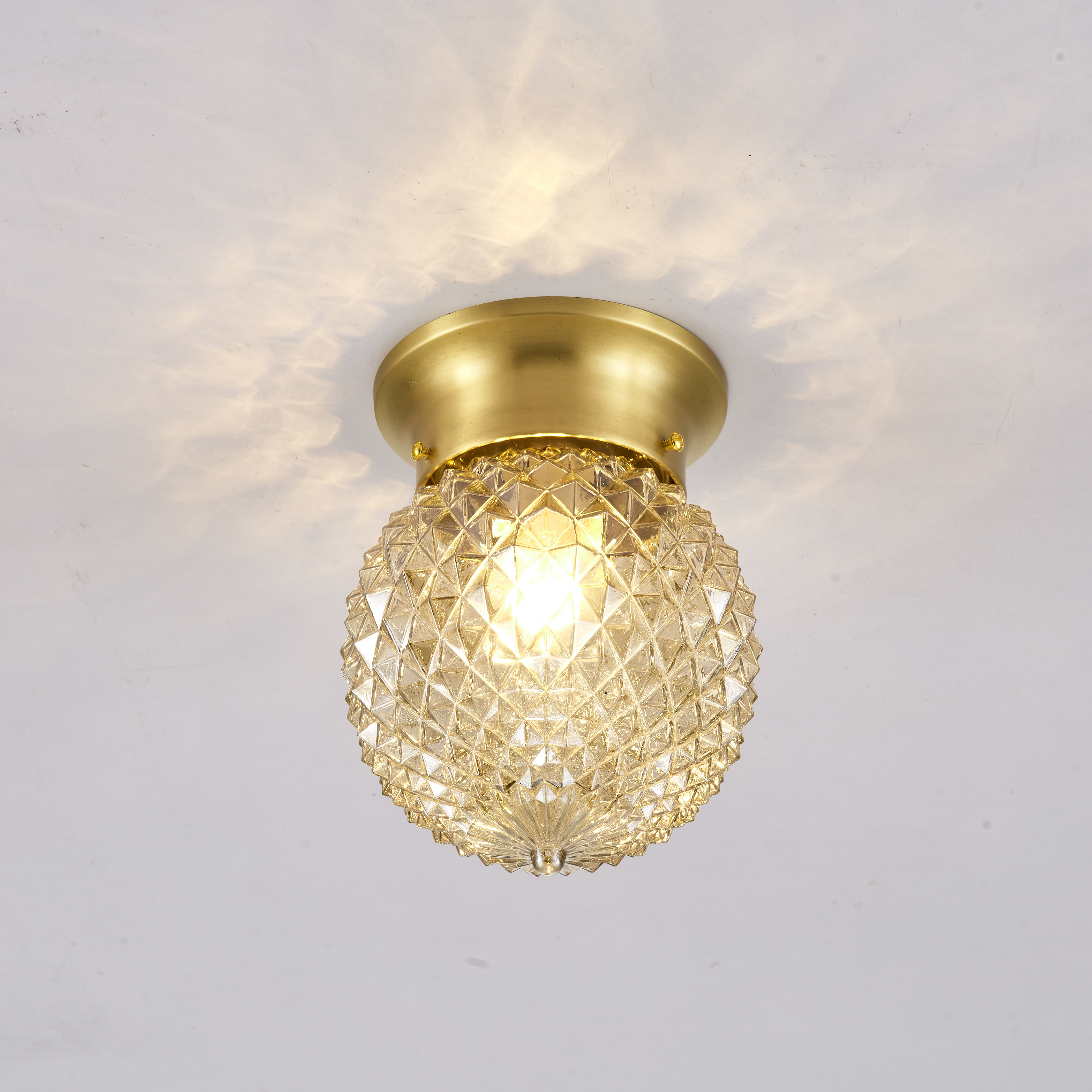 Small glass ball simple brass ceiling light 