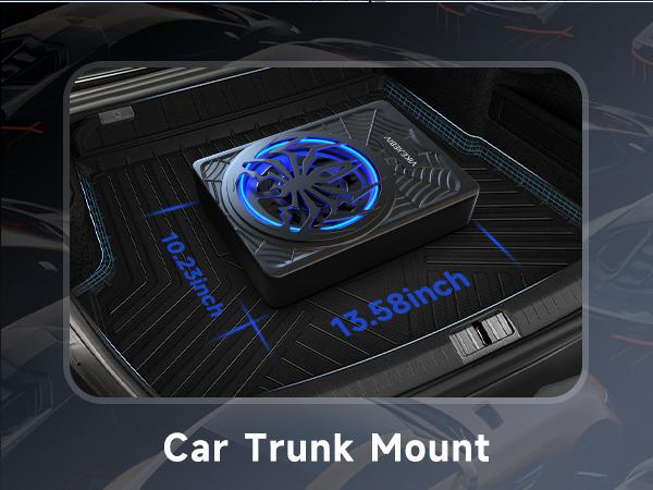 10" 1200W Ultra-thin Subwoofer with Blue Ambient Light Car Subwoofer and Built-in Amplifier, Enhanced Bass Independent Control, Powered Subwoofer Cast Aluminum Material, Suitable for Truck/SUV/Jeep