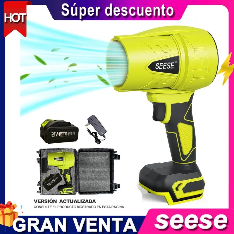 SEESE Soplador Inalámbrico Turbo Jet | Ventilador Turbo de Alta Potencia | Soplador de Nieve de Mano | Motor de Cobre Puro | Para Autos, Hogar, Jardín, Parrilladas y Eliminación de Hojas y Polvo | Regalo Ideal para Festividades
