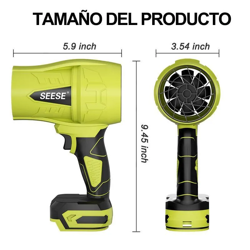 SEESE Soplador Inalámbrico Turbo Jet | Ventilador Turbo de Alta Potencia | Soplador de Nieve de Mano | Motor de Cobre Puro | Para Autos, Hogar, Jardín, Parrilladas y Eliminación de Hojas y Polvo | Regalo Ideal para Festividades