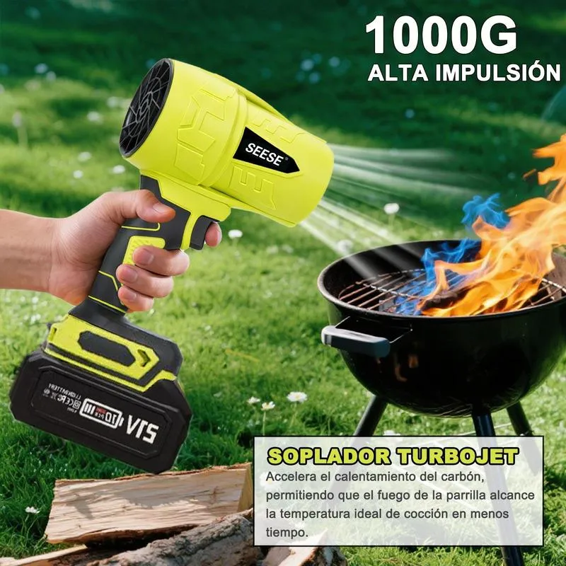 SEESE Soplador Inalámbrico Turbo Jet | Ventilador Turbo de Alta Potencia | Soplador de Nieve de Mano | Motor de Cobre Puro | Para Autos, Hogar, Jardín, Parrilladas y Eliminación de Hojas y Polvo | Regalo Ideal para Festividades