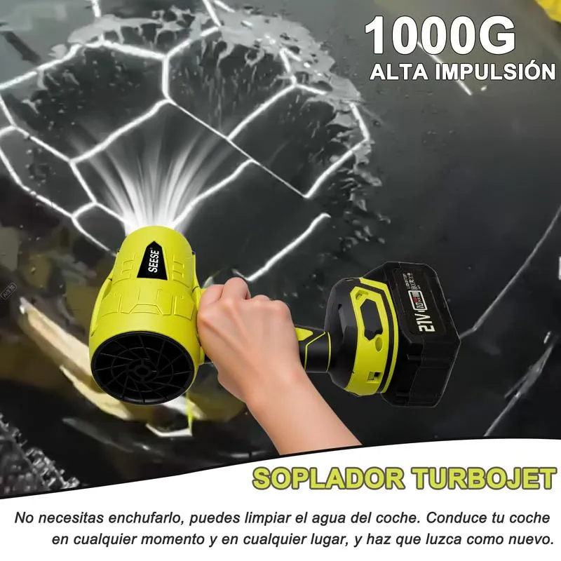 SEESE Soplador Inalámbrico Turbo Jet | Ventilador Turbo de Alta Potencia | Soplador de Nieve de Mano | Motor de Cobre Puro | Para Autos, Hogar, Jardín, Parrilladas y Eliminación de Hojas y Polvo | Regalo Ideal para Festividades