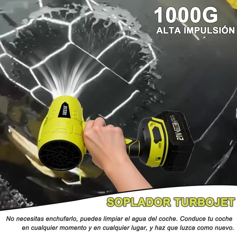 SEESE Soplador Inalámbrico Turbo Jet | Ventilador Turbo de Alta Potencia | Soplador de Nieve de Mano | Motor de Cobre Puro | Para Autos, Hogar, Jardín, Parrilladas y Eliminación de Hojas y Polvo | Regalo Ideal para Festividades