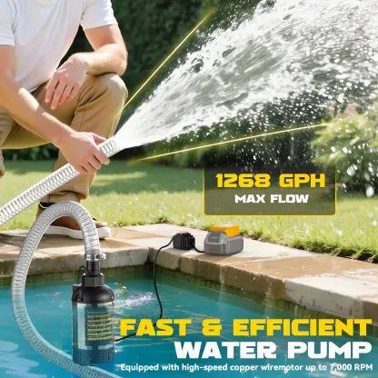Bomba de agua sumergible inalámbrica para DeWalt 20V - 1268 GPH