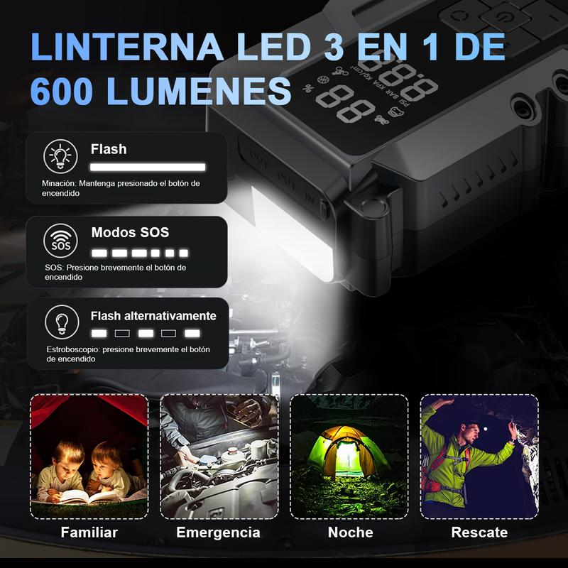 9000a Cargador Batería Carro Con Compresor Portátil Aire Arrancador Baterías De Carro Para Compresor Portátil Auto 12v Cargador De Baterías De Auto De Moto, Herramienta Moto Y Carro