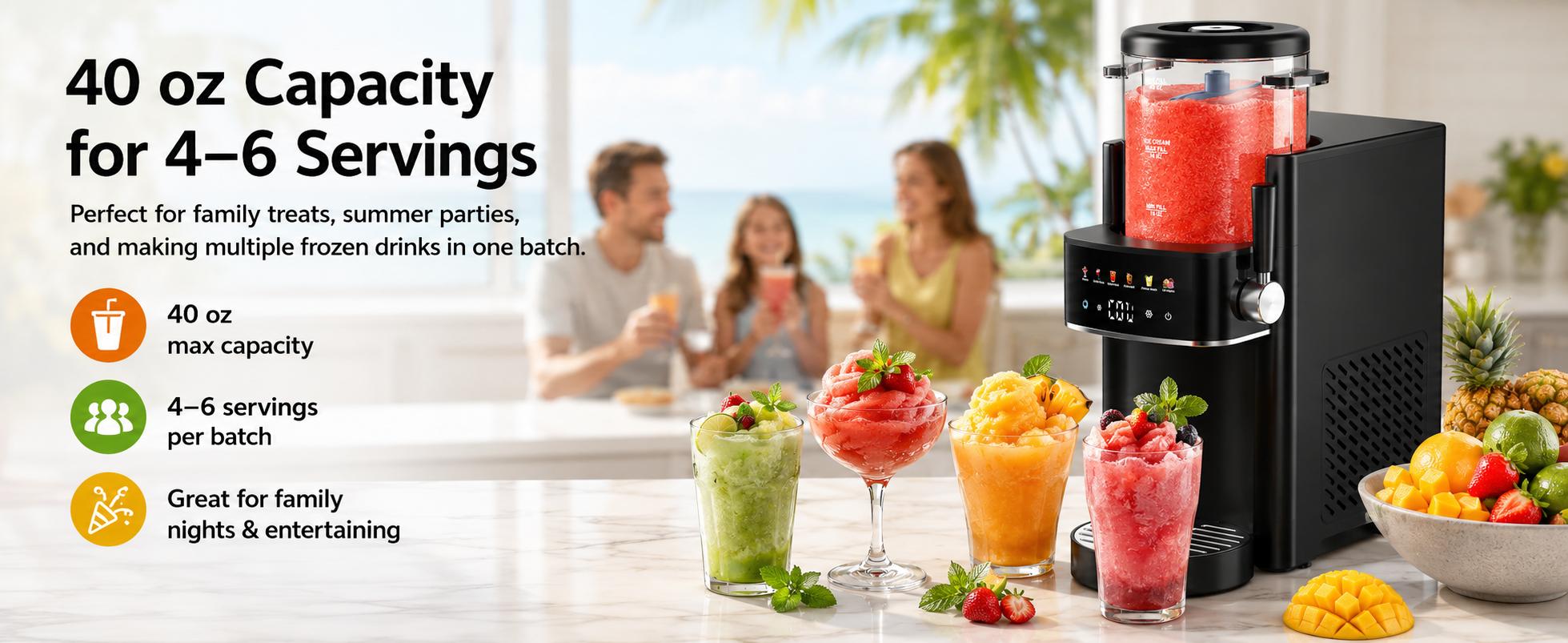S1 Slushie Machine for Home, No Ice Needed Frozen Drink Maker with 6 Smart Presets & 40oz Capacity, Countertop Slushie Maker for Summer Drinks, BBQ Parties, Milkshakes & Frappé