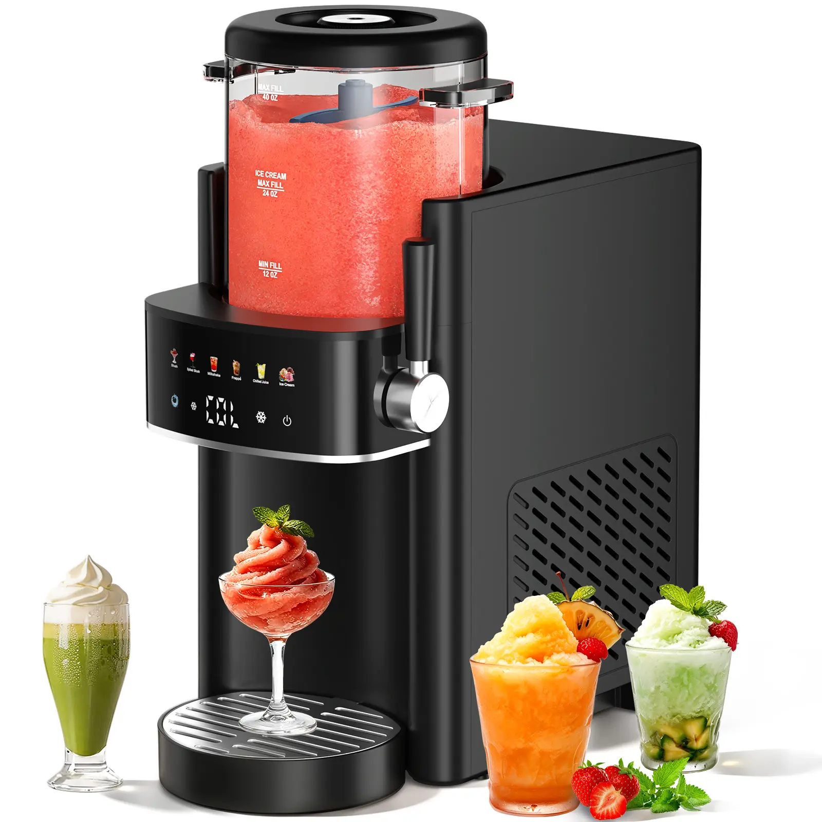 Máquina de granizados S1 para el hogar, no necesita hielo, máquina de bebidas congeladas con 6 preajustes inteligentes y capacidad de 40 oz, máquina de granizados de encimera para bebidas de verano, fiestas de barbacoa, batidos y frappés.