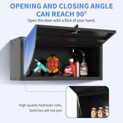 BIZOEIRON - clóset de almacenamiento de metal con ruedas, clóset de cochera con 1 puerta y 4 cajones, almacenamiento de herramientas rodantes, requiere montaje, color negro