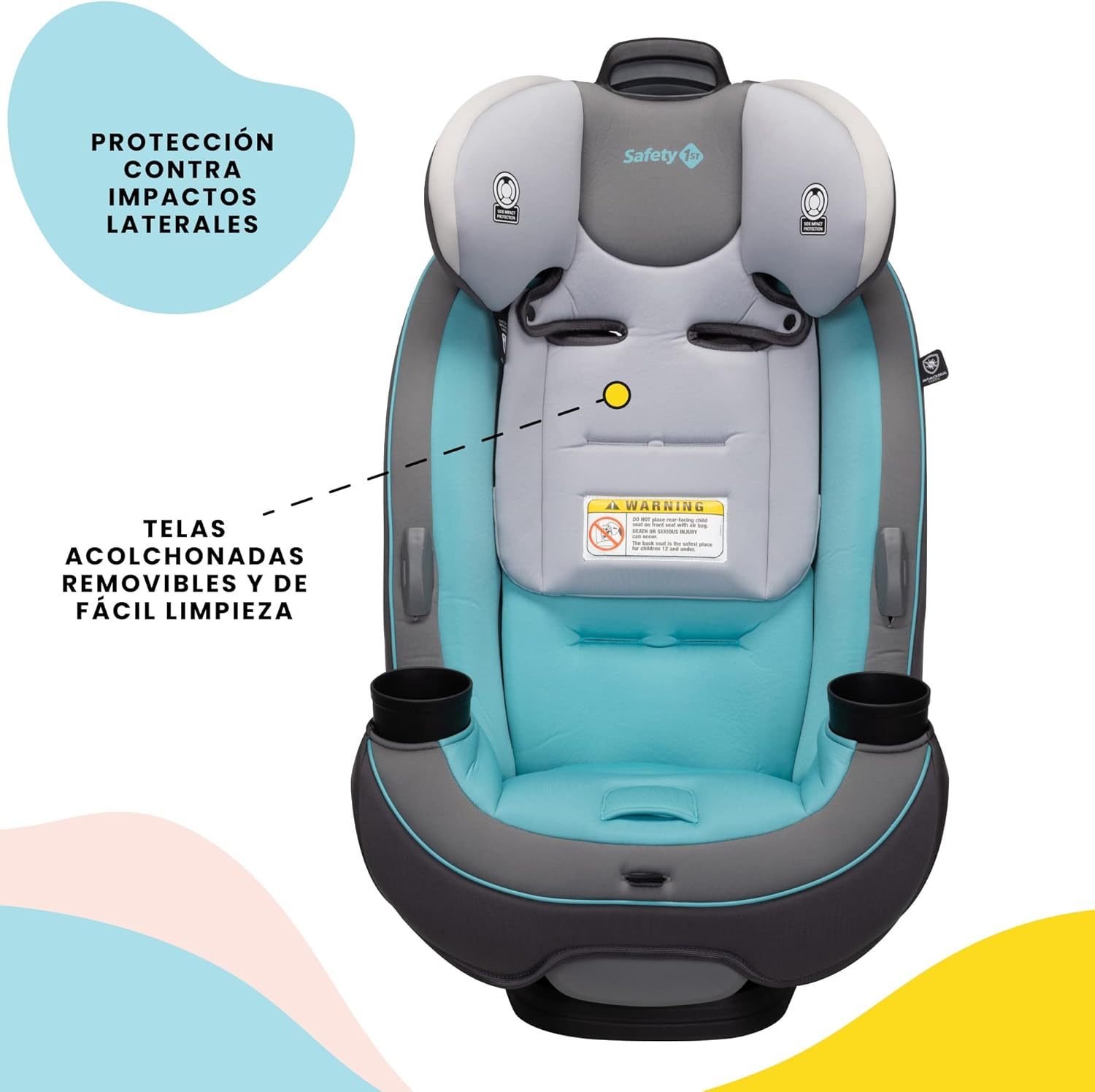 Safety1st Autoasiento Grow and Go 3 etapas, Harvest Moon, convertible, protección de impacto lateral, arnés de 5 puntos, tela lavable a máquina, apta para secadora con sistema latch y 2 portavasos.