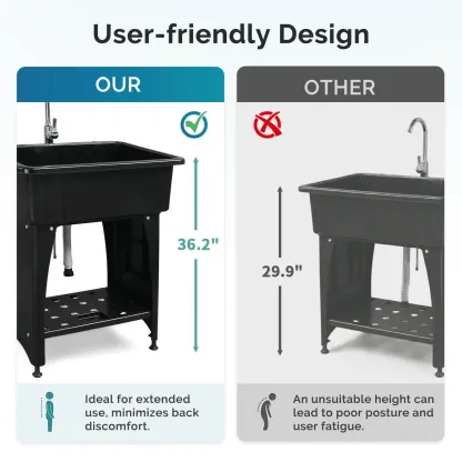 Fregadero multifuncional para lavandería de 24" de profundidad x 40" de ancho, con grifo y estante