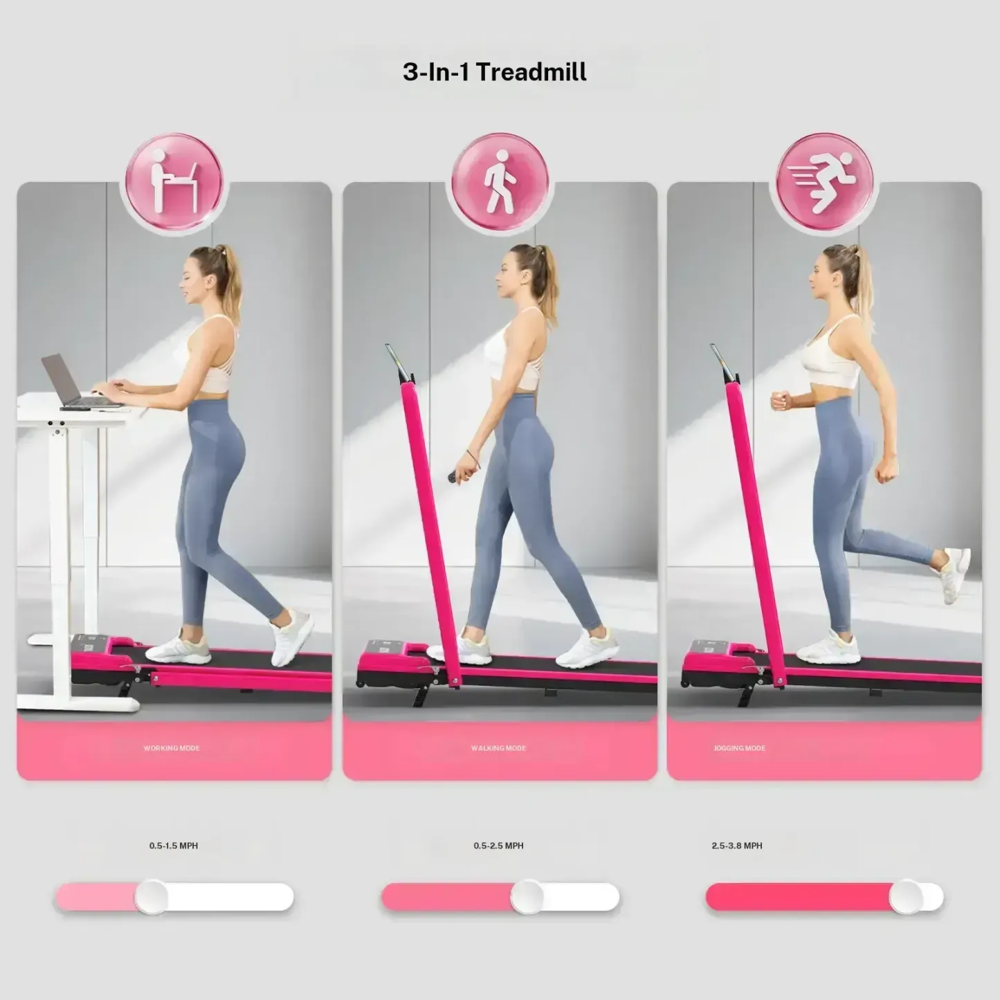 Cinta de correr plegable YAGUD con inclinación ajustable y bandas