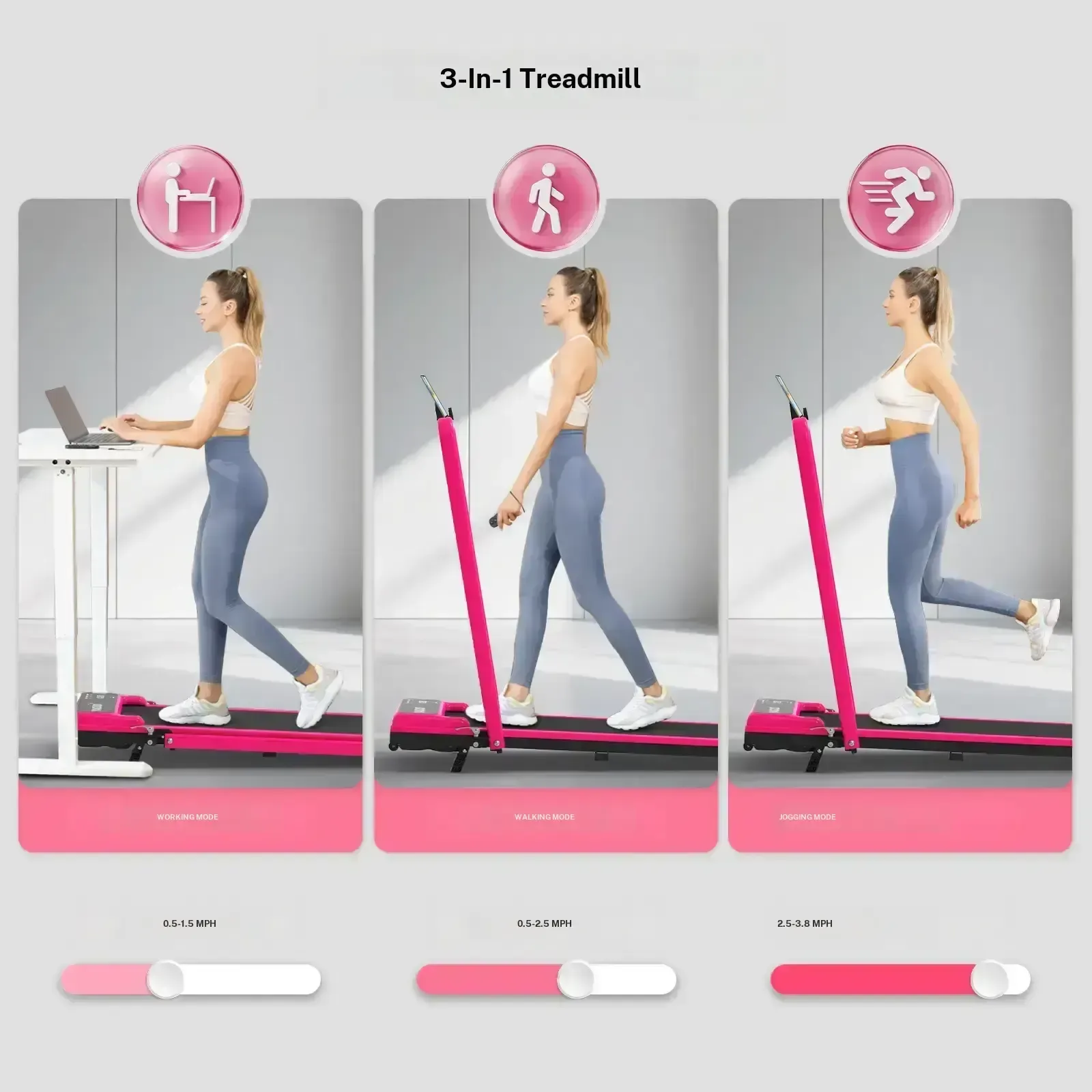 Cinta de correr plegable YAGUD con inclinación ajustable y bandas