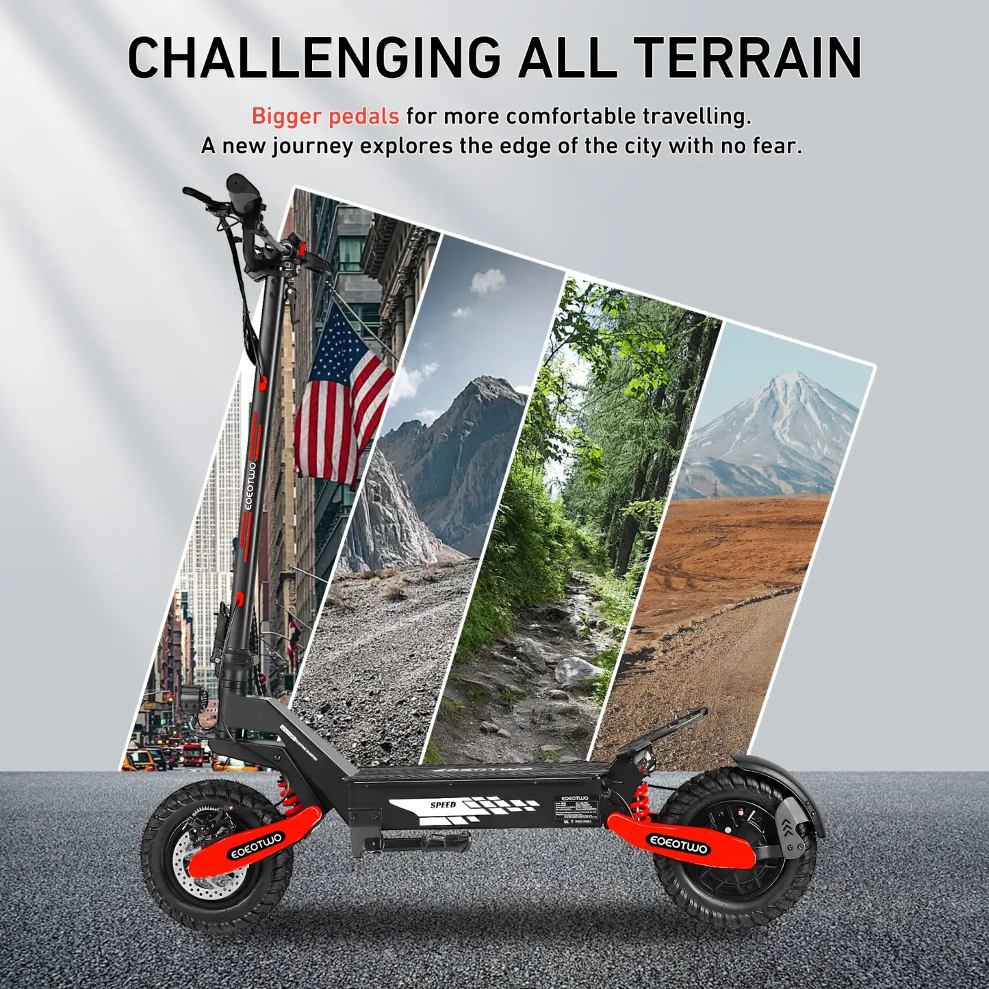 Patinete eléctrico EOEOTWO GT06 con motor de 1200 W y autonomía de 64 km.