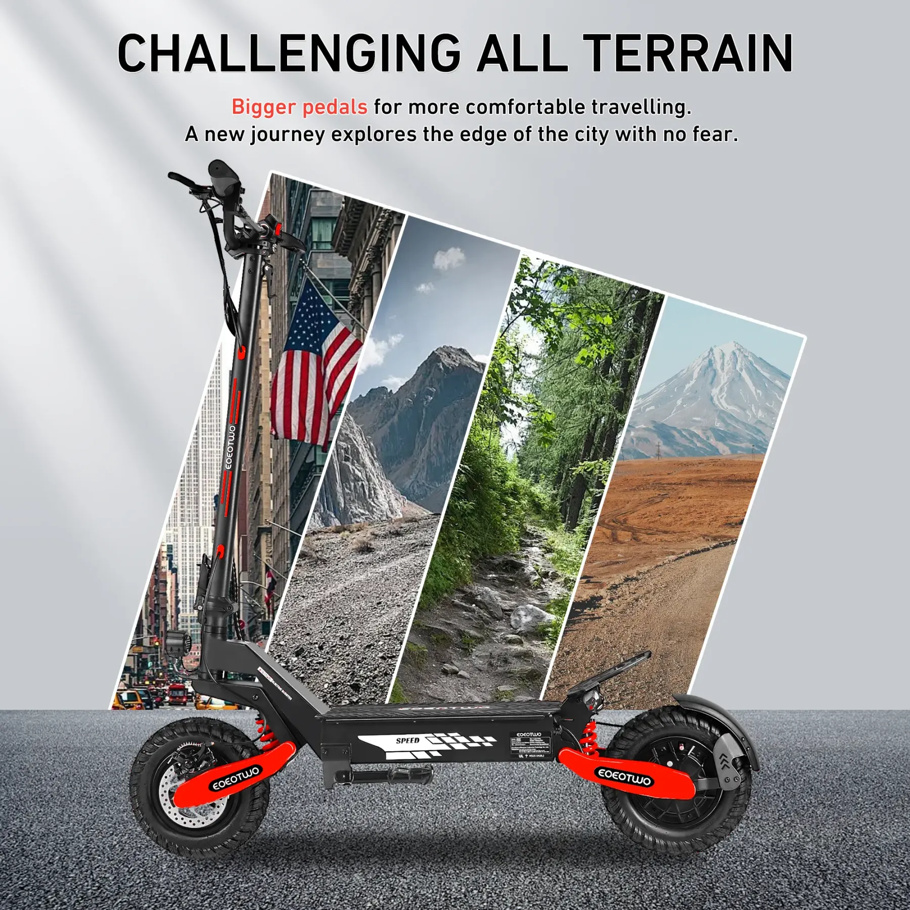 Patinete eléctrico EOEOTWO GT06 con motor de 1200 W y autonomía de 64 km.