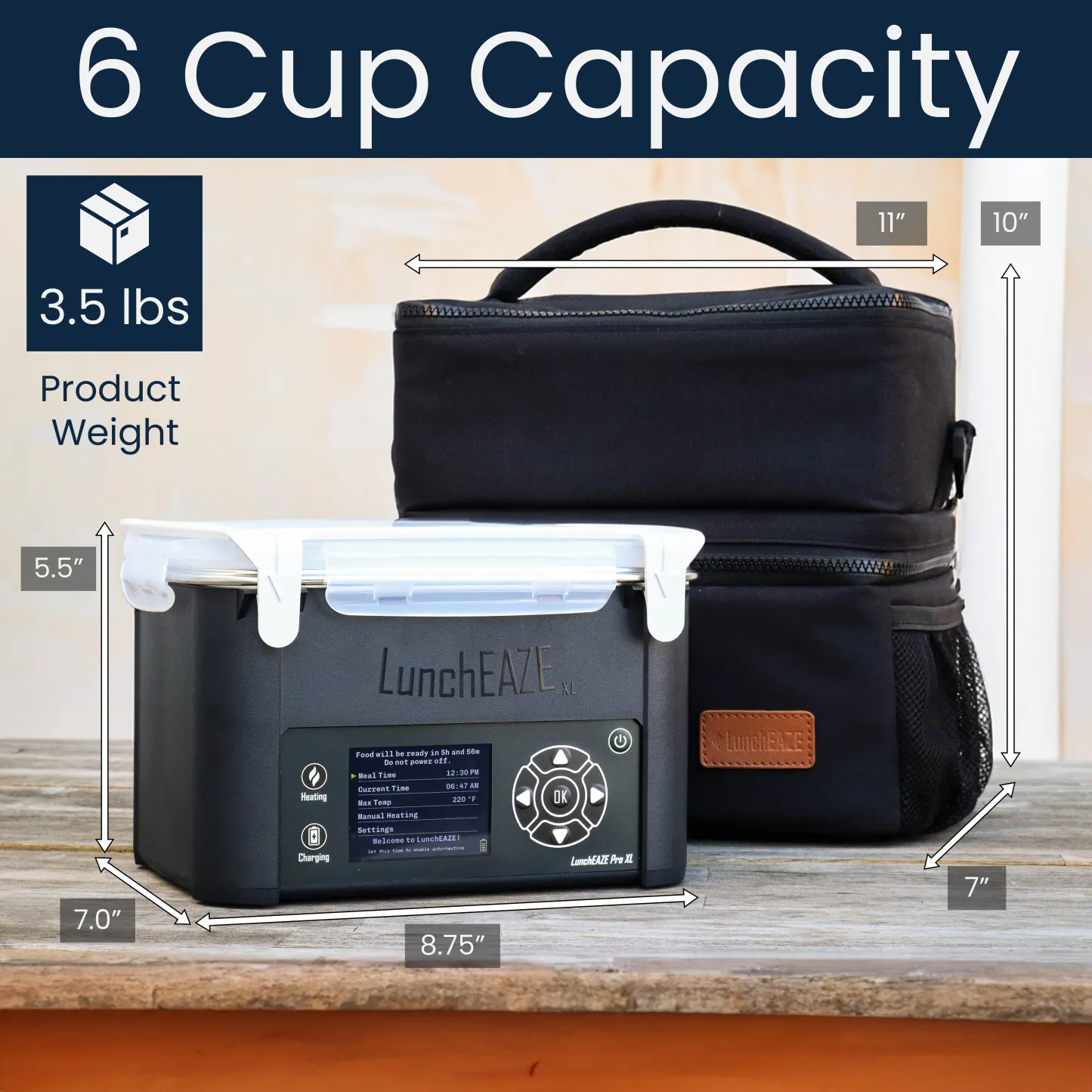 Lonchera térmica inalámbrica LunchEAZE XL – Capacidad de 6 tazas
