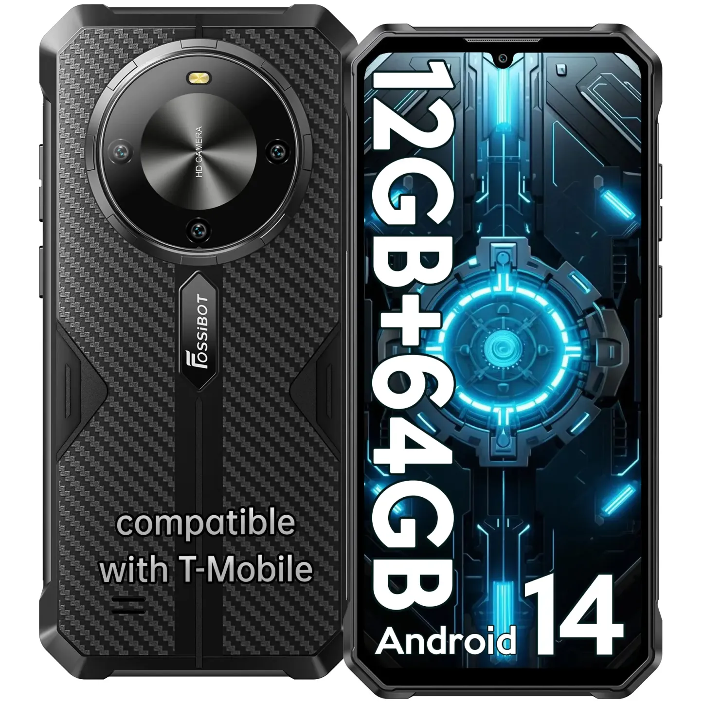 Teléfono ultrarresistente FOSSIBOT F105, 10300 mAh, IP68, Android 14