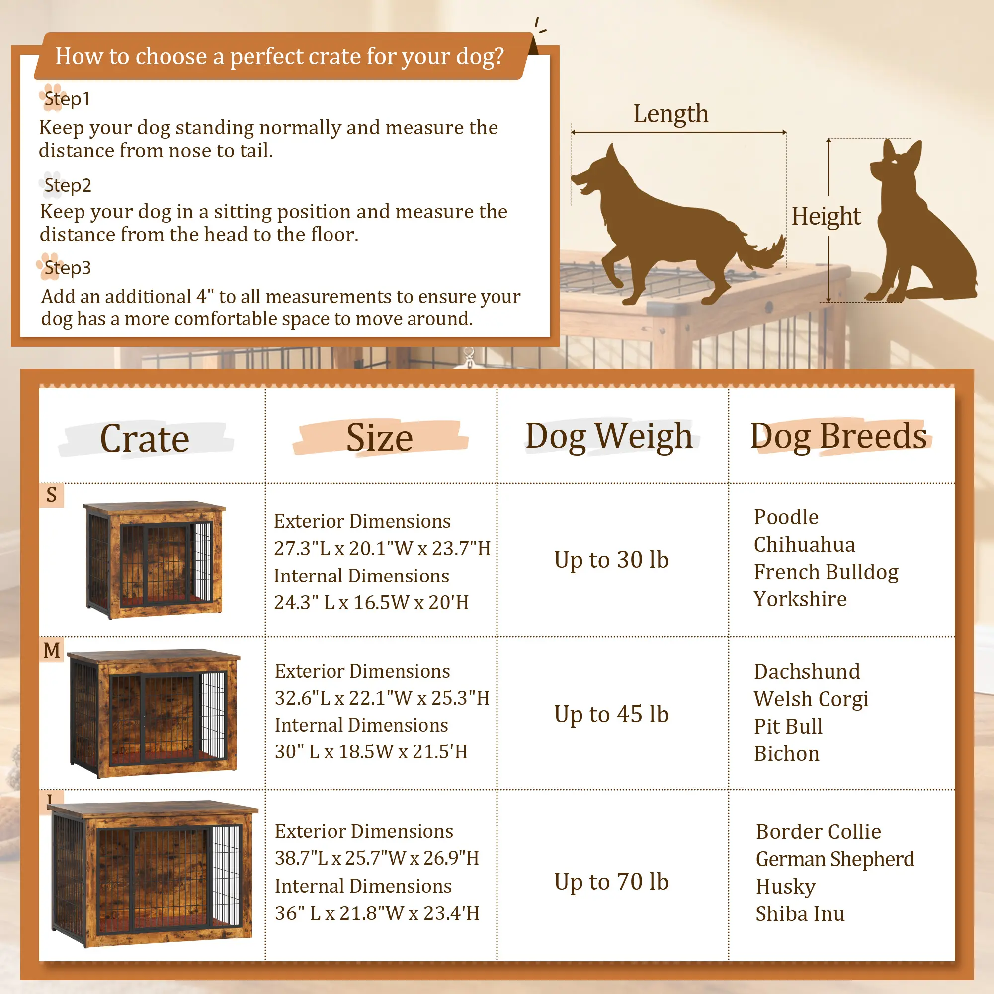 Warcat Dog Crate Furniture with Thick Cushion, Side End Table Wooden Dog Cage with Double Doors, Chew-Resistant Dog Kennel Dog House Indoor for Small to Large Dog #summeressentials #TikTokShopDealsforYouDays #SummerWins #tiktokshopmemorialday