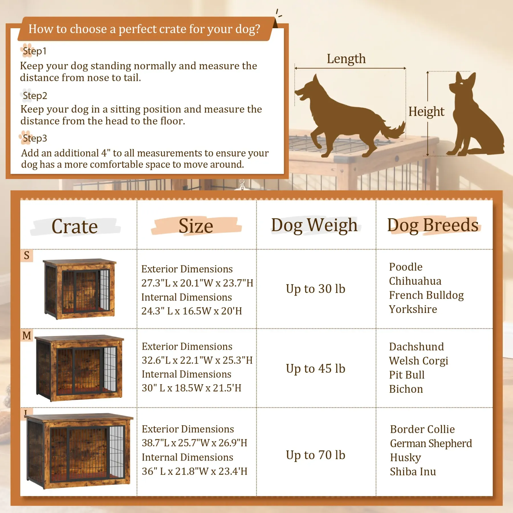 Warcat Dog Crate Furniture with Thick Cushion, Side End Table Wooden Dog Cage with Double Doors, Chew-Resistant Dog Kennel Dog House Indoor for Small to Large Dog #summeressentials #TikTokShopDealsforYouDays #SummerWins #tiktokshopmemorialday