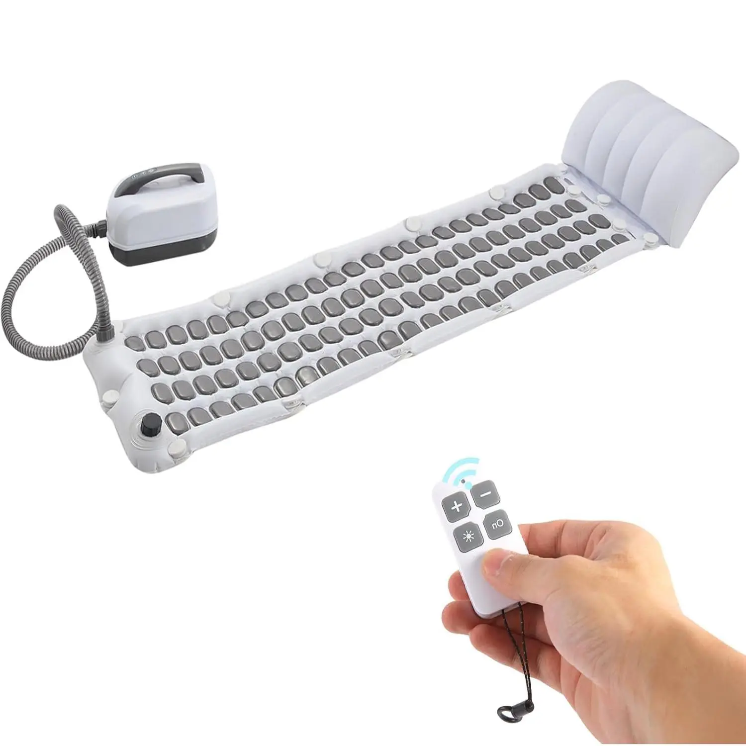 Bubble Bath Mat, Bathtub Mat with Air Massage and Remote Control, Waterproof, Non-Slip, Adjustable Bubble Intensity, Aroma Diffuser, 47x14.2 Inch Full Body Spa Massager