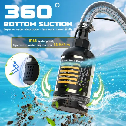 Bomba de agua sumergible inalámbrica para DeWalt 20V - 1268 GPH