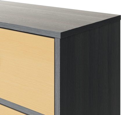 MU:4LIFE Cómoda Elegancia De 6 Cajones, Almacenamiento para Hogar Y Oficina, Organizador Cajonera De Estructura Madera y Cajones De Tela No Tejida y Cubiertas De MDF (Negro y Madera, 6 Cajones)