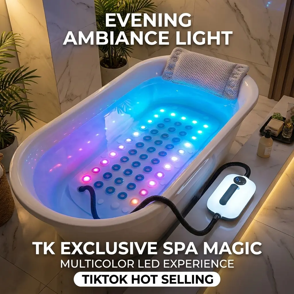 Bubble Bath Mat, Bathtub Mat with Air Massage and Remote Control, Waterproof, Non-Slip, Adjustable Bubble Intensity, Aroma Diffuser, 47x14.2 Inch Full Body Spa Massager