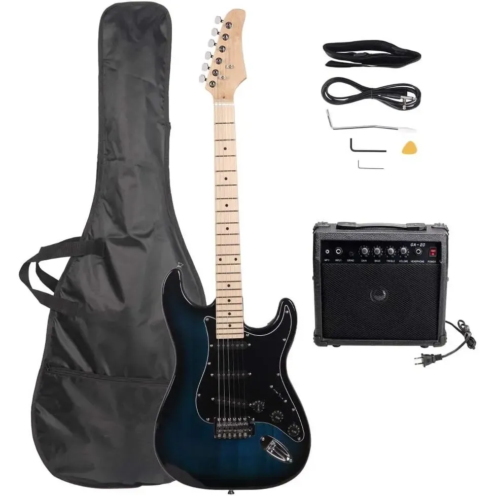 Guitarra eléctrica Glarry de tamaño normal con amplificador de 20 W y accesorios